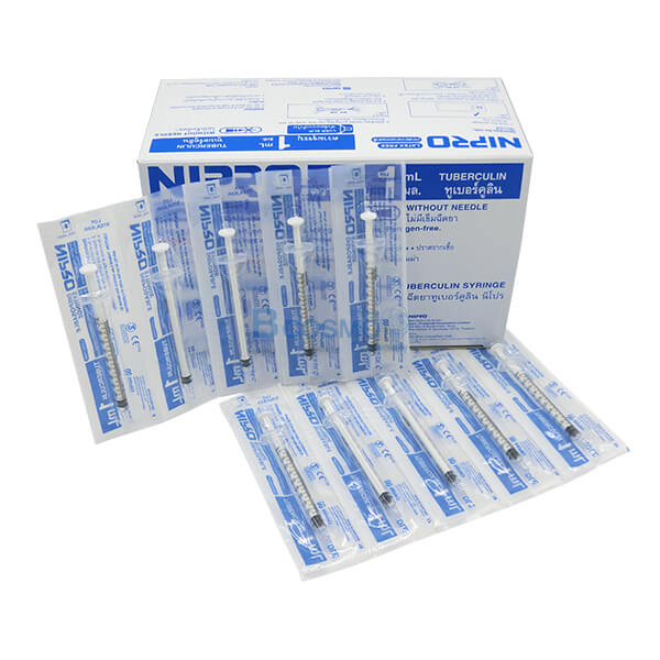 ไซริงพลาสติก กระบอกฉีดยาอินซูลิน NIPRO 1 ซี.ซี. พร้อมเข็ม 27GX1/2"(1 กล่อง มี 100 อัน แบ่งขาย 12 ชิ้น )
