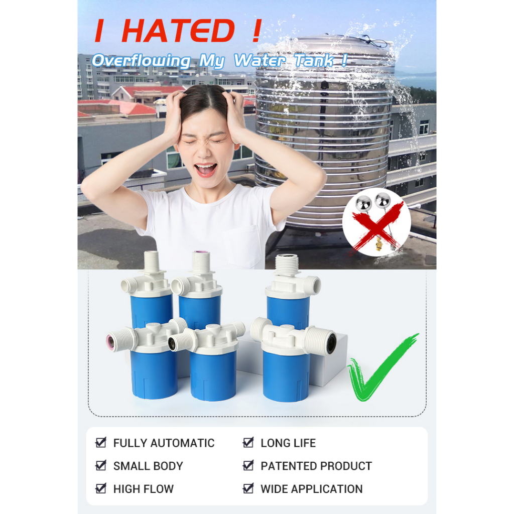 ถูกที่สุด!!! ลูกลอยถังน้ำ ลูกลอยควบคุมน้ำอัตโนมัติขนาด 4 หุน 1/2" Water Level Float Valve มีข้องอ 90 แถม แนวตั้ง แนวนอน
