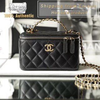 👜ชาแนล CHANEL 22S Cowhide black makeup handbag สุภาพสตรี กระเป๋าสะพายไหล่