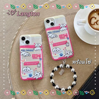 🌈Langton🌸ขอบเต็ม ป้องกันการหล่น สไตล์สร้อยข้อมือ iphone 11 14 pro max การ์ตูน ลูกสุนัข น่ารัก case for iPhone 12 13