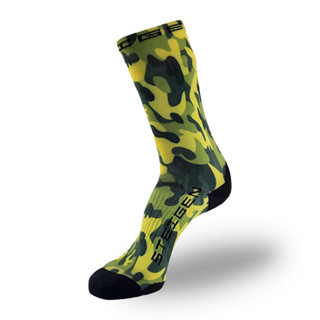 STEIGEN RUNNING SOCKS 3/4 LENGTH ลาย GREEN CAMO - ถุงเท้าวิ่ง เนื้อผ้ายืดหยุ่น