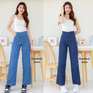 พร้อมส่ง Flower pant🌼 กางเกงขากระบอกผ้ายีนส์สะกิดดอกไม้