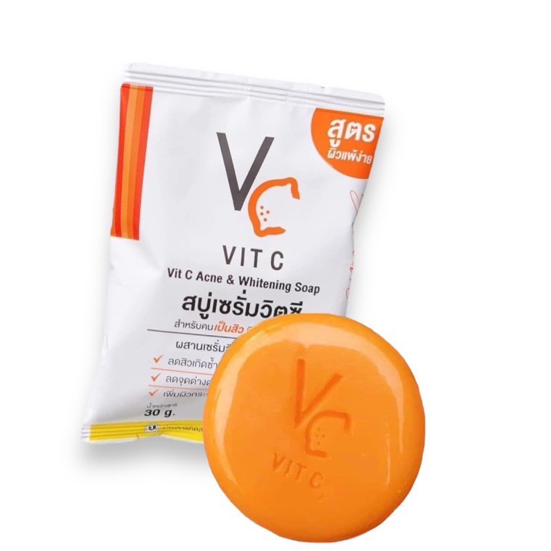 สบู่เซรั่มวิตซี สบู่วิตซี Vit C Ance & Whitening soap Vitcsoap VCsoap สบู่วิตซีลดสิว หน้าจะจ่างใส