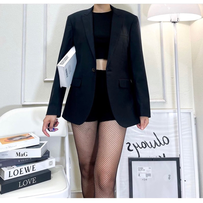 Blazer Oversized  (สีดำ) มีซับทั้งตัว