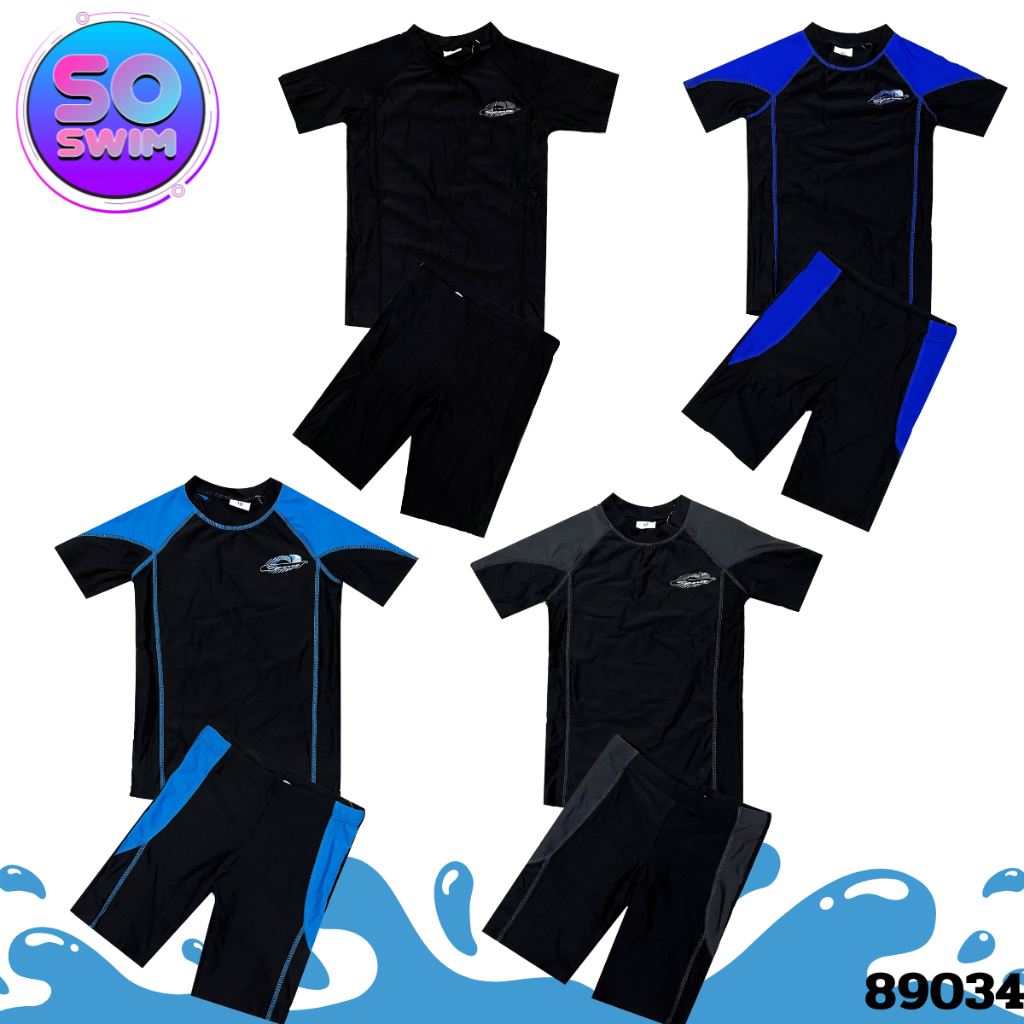 ชุดว่ายน้ำเด็กผู้ชาย รหัส 89034 ชุดว่ายน้ำเด็กผู้ชาย เสื้อแขนสั้น กางเกงขาสั้น พร้อมส่ง