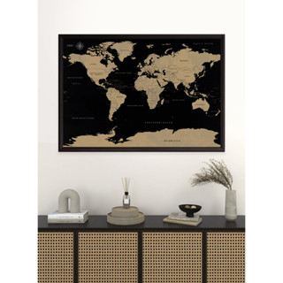 กรอบแผนที่โลกวินเทจ: โกลเด้น แบล็ก Vintage World Map: Golden Black