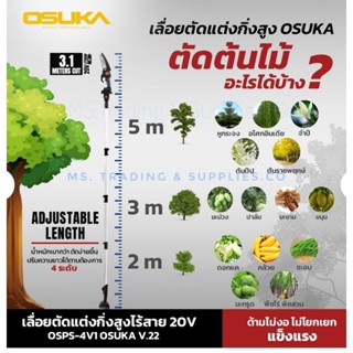 OSUKA เลื่อยตัดแต่งกิ่งสูงไร้สาย 20V 2IN1 OSPS-4V1 สีเทา OSUKA Cordless Pruning Saw 20V 2IN1 OSPS-4V1 Gray