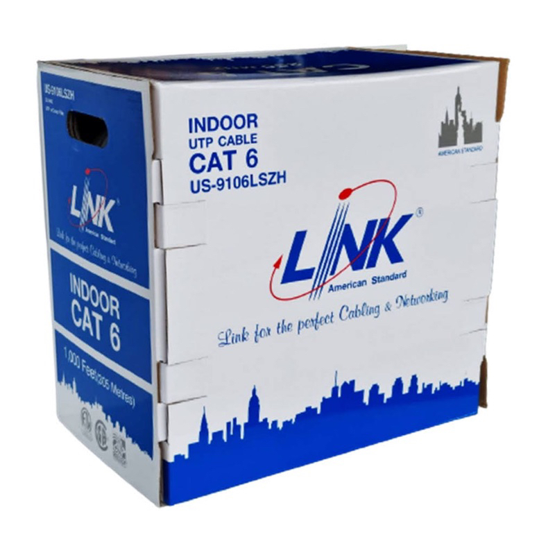 สายแลน Link CAT6 (ภายในอาคาร) US-9116 สีขาว 305M/Box