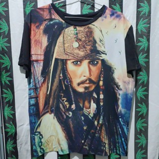 เสื้อยืดมือสอง Usa ลายOVP Jack Sparrow หนัง Pirates of the Caribbean ผ้าสองเนื้อ Size XL.อก24/ยาว29