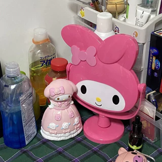 CRYSTAL RABBIT ins กระจกแต่งหน้าการ์ตูนน่ารัก Hello Kitty กระจกตั้งโต๊ะ กระจกแต่งหน้า