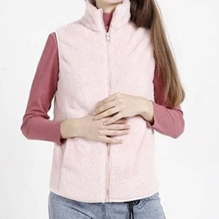 [มือ2] เสื้อกั๊กFleece size M สภาพ60% ขนนิ่มฟูอยุ่ สีชมพู