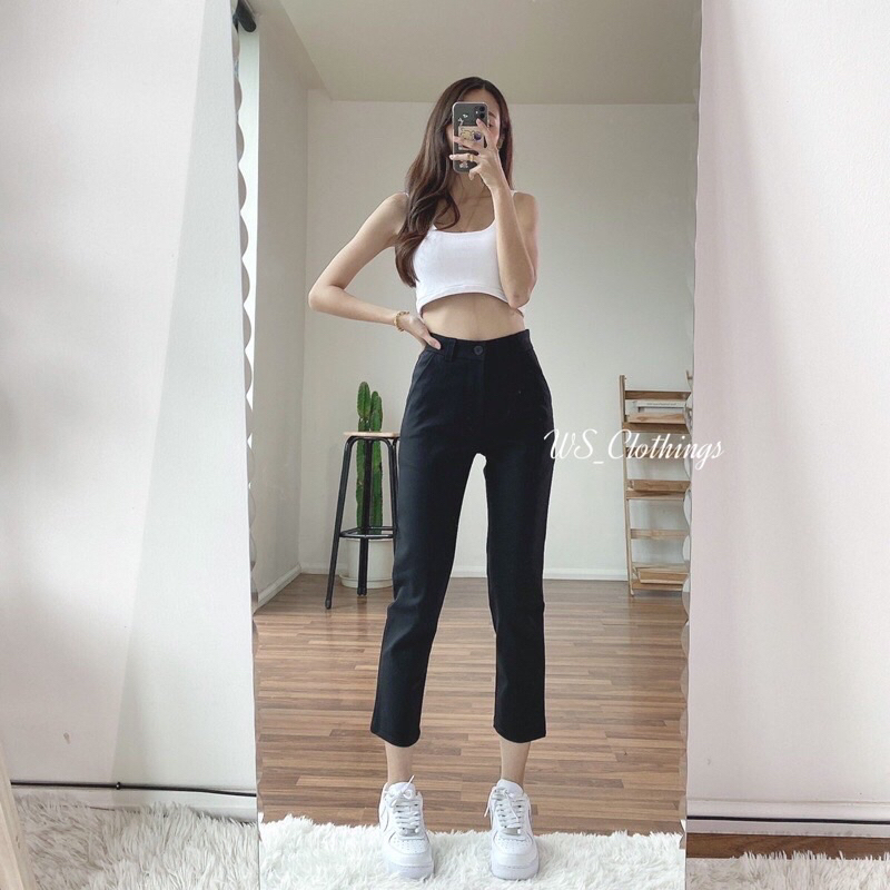 [used] กางเกง 7 ส่วนกระดุมหน้า สีดำ ไซส์ S จากร้าน ws_clothing