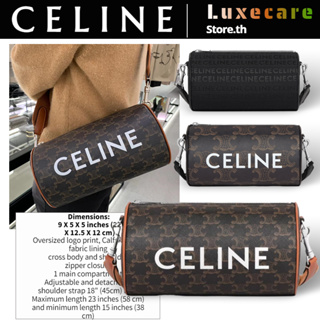 เซลีน👜Celine Logo Print/Cylinder/Bag สุภาพสตรี/กระเป๋าสะพายไหล่/กระเป๋าสะพายข้าง/กระเป๋า Celine