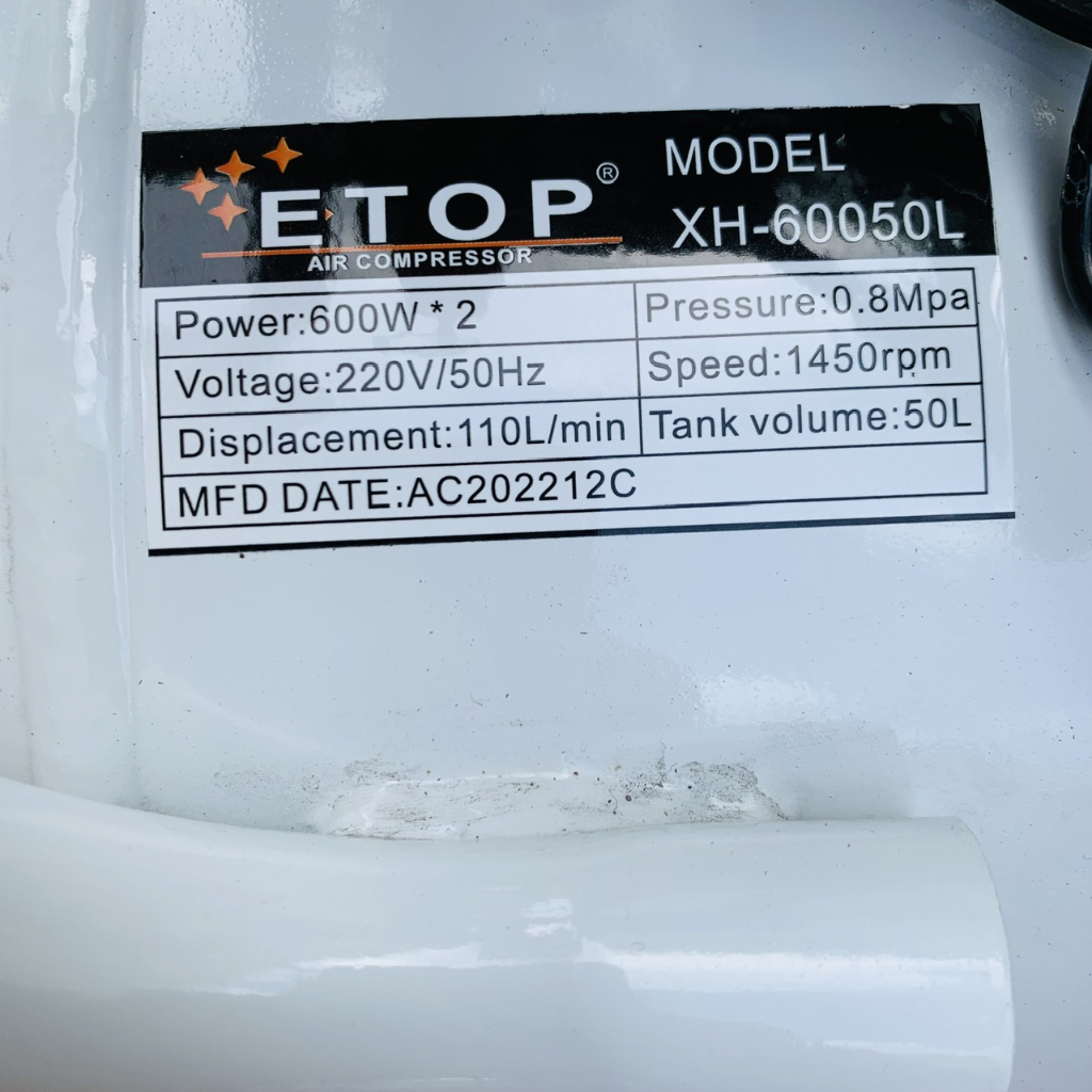 ETOP ถังลม ปั๊มลม ปั๊มลมโรตารี่ ปั๊มลมออยฟรี 50 ลิตร รุ่น รูปที่ 6