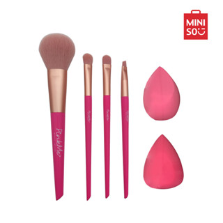 Miniso ชุดแปรงแต่งหน้า และ ฟองน้ำแต่งหน้า เซท 6 ชิ้น PINK ME! Series