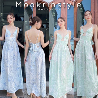 Mookrinstyle เดรสสายเดี่ยว ผูกโบว์ด้านหลัง เดรสไปคาเฟ่ ไปทะเล ชุดผู้หญิงชายหาด