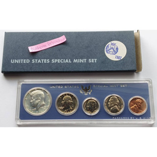 ชุดเหรียญUSA Mint set  5 เหรียญ ปี 1967 ( KFK Half Dallar เนื้อเงิน 40%)