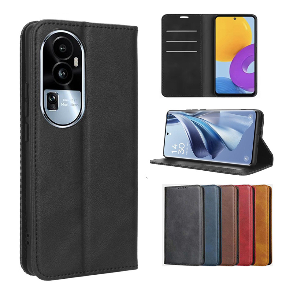 A79/A38/A18/A58/Reno 10 Pro Plus พร้อมส่ง เคสโทรศัพท์หนัง ฝาพับ แม่เหล็ก พร้อมช่องใส่บัตร สําหรับ OPPO Reno10 A78 A98