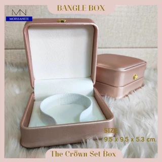 กล่องใส่เครื่องประดับสีนู้ดพิงค์ Crown Collection งานสุดหรู หุ้มหนัง PU วาววับ กล่องเครื่องประดับ