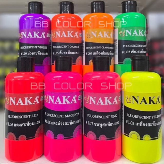 สีอะคริลิคสะท้อนแสง NAKA(นาคา) 1 ขวด ขวดบีบ300ml / 240ml ขวดแก้ว