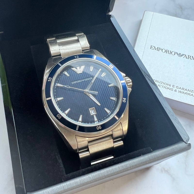 นาฬิกาข้อมือ Emporio Armani รุ่น AR11100  Sportivo Men's Watch Textured Blue Dial Stainless  ของแท้💯%จาก Shop