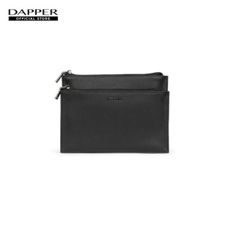 DAPPER กระเป๋าสะพายข้าง Saffiano Zipper Crossbody Bag สีดำ (ฺBM7B2/166R1)