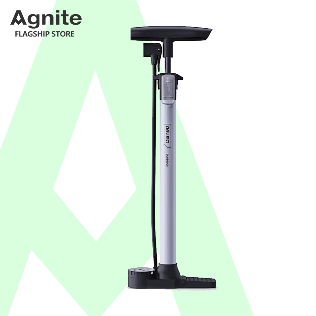 Agnite ที่สูบลมจักรยาน ที่สูบลมมอไซค์ แรงดัน160PSI สูบจักรยาน สูบมอเตอร์ไซค์ มีเกจวัดค่าลม Air Pump
