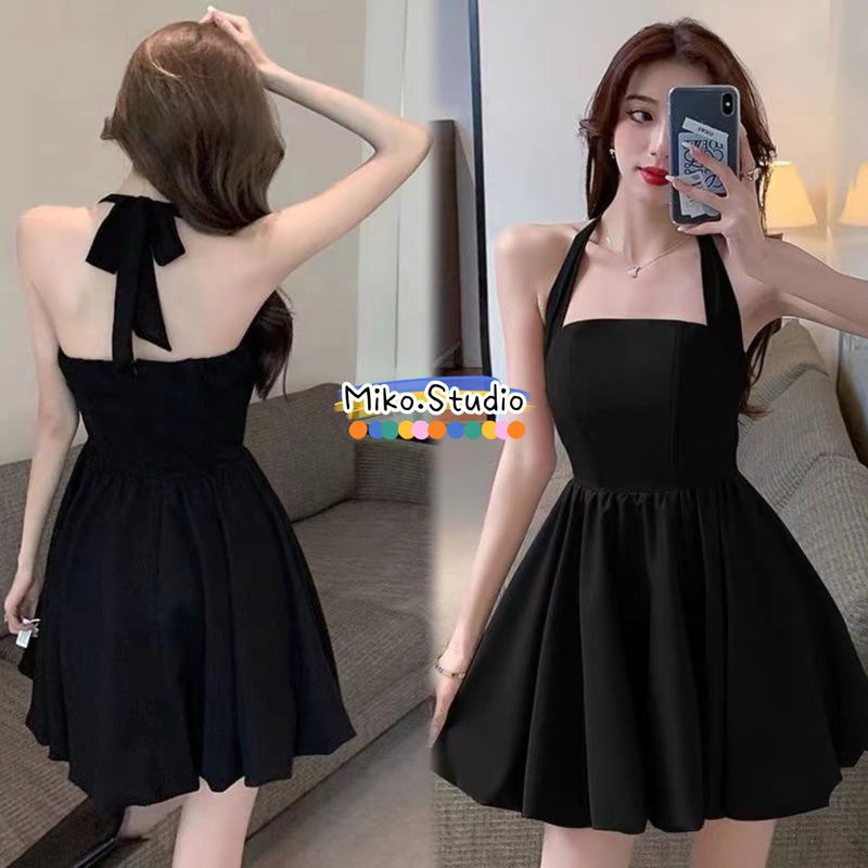 Miko พร้อมส่ง เดรส เครสดำ ชุดกระโปรง เดรสรัดรูป โชว์หลัง สายเดี่ยวเซ็กซี่ ใส่แล้วดูผอม สำหรับผู้หญิง