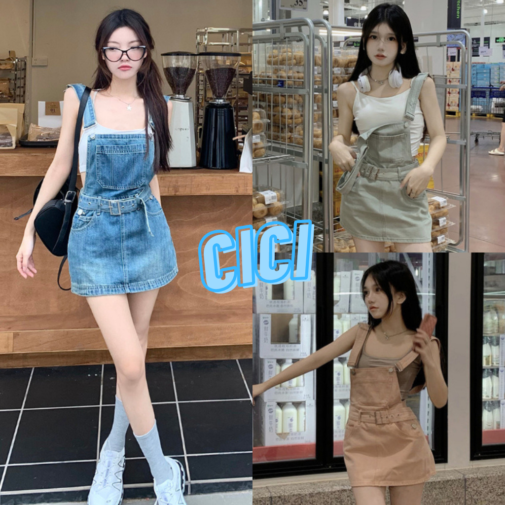ส่งทันที Cici(NO. 996)ชุดเอี๊ยมกระโปรง ดีเทลมีเข็มขัดสามารถถอดได้เก๋ๆ สีสันสวยงาม
