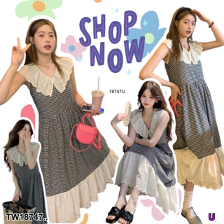 TW18747 Maxi Dress แม็กซี่เดรสยาว ลายสก็อต