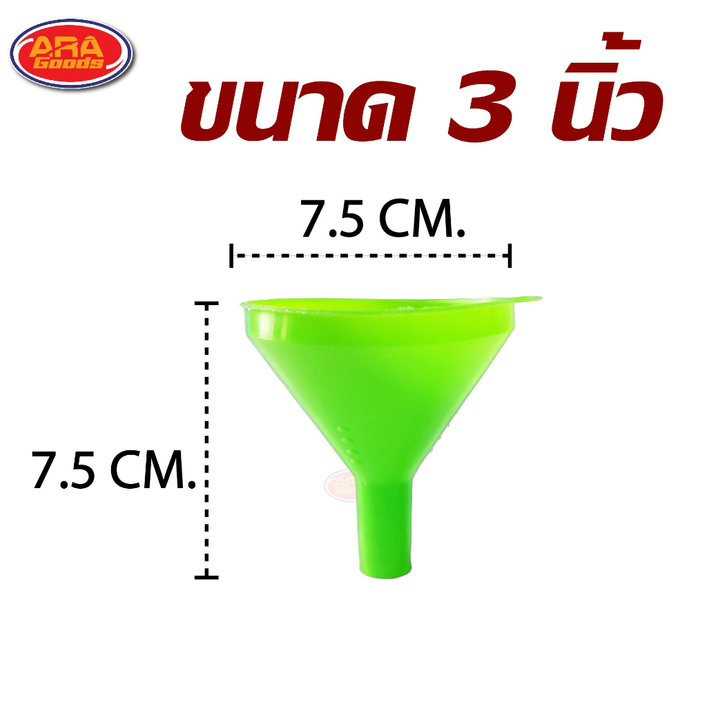 (แพ็ค 3 อัน) กรวยพลาสติก กรวย (ขนาด 3, 4, 5, 6 นิ้ว ) กรวยกรองน้ำ กรวยกรอก กรวยน้ำมัน ที่กรอกน้ำ กรวยน้ำ - รูปที่ 2
