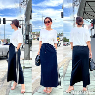 *4-56NL กระโปรงยาวทรงเอดำแถบข้าง **เฉพาะกระโปรงไม่รวมเสื้อนะคะ** ให้ไว ไม่คิดอะไรเลยค่าา งานประโปรงผ้าดี สวยมาก💗