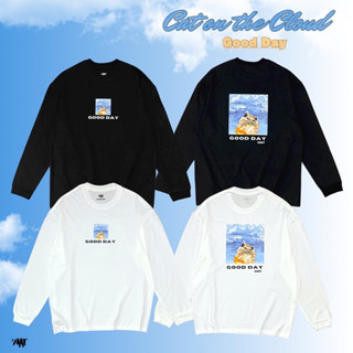 [ARRT]-เสื้อยืดแขนยาว Oversize Long Sleeve ลาย Cat on The Cloud