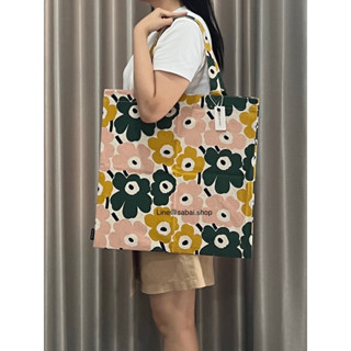 [ใส่code&gt;&gt;ทักแชทลด 10-15%] Marimekko totebag dk.green, linen, pink, yellow color