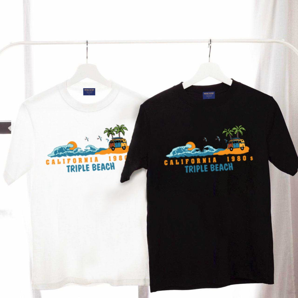 (พร้อมส่ง) เสื้อยืด VAN TRIPLE BEACH - ผ้า Cotton100%