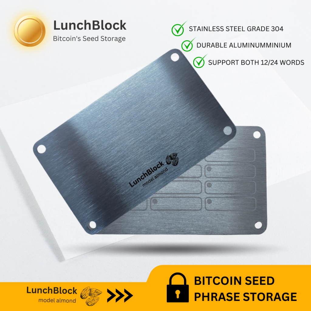 LunchBlock Bitcoin Seed Phrase Storage 12/24 words - แผ่นจดบิทคอยน์ Seed Cryptosteel รองรับทั้ง 12