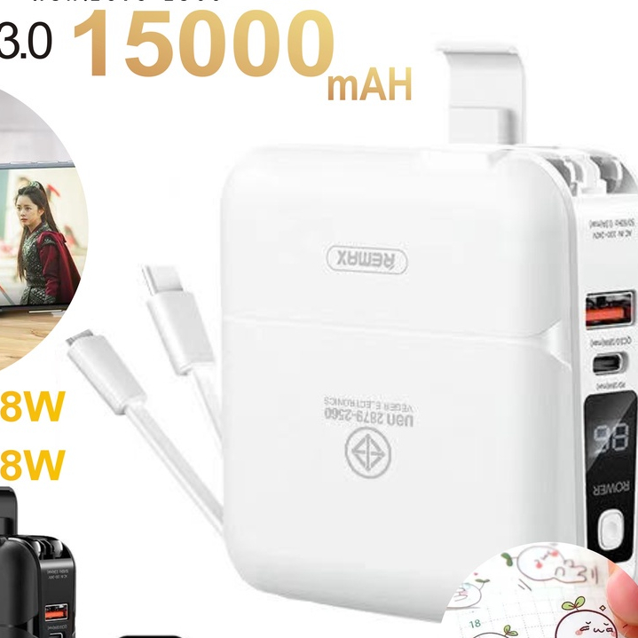 แท้100% ส่งไว รับประกัน1ปีเต็ม!แบตเตอรี่สำรอง REMAX RPP-20 แบตสำรอง10000-15000mAh Type-C To for L เพ
