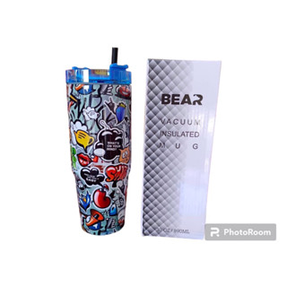 แก้วเก็บความเย็นลายกราฟฟิค(Art) 30ozทรงสูง+หลอด