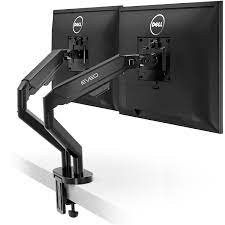 EVEO Premium Dual Monitor Stand 14-32”,Dual Monitor Mount VESA Bracket, Adjustable Height Gas Spring Monitor Stand for D