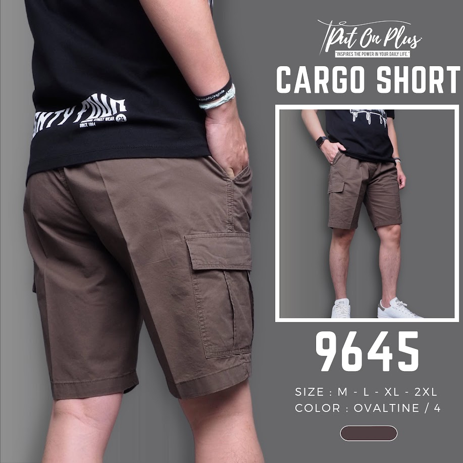 ⚡GW⚡9645 กางเกงขาสั้น ผู้ชาย เอวยืด คาโก้ ผ้าคอตต้อน สีพื้น ยาว 19.5 นิ้ว ไซส์ 30-40 Goodwin Brand - รูปที่ 4