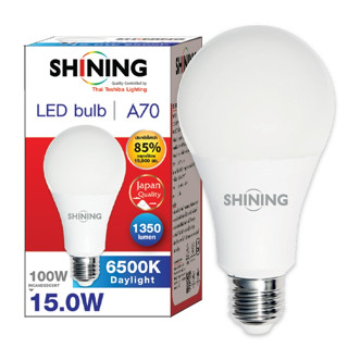 SHINING หลอดไฟ LED ขนาด 9W / 12W /15W ขั้ว E27 by TOSHIBA แสง Daylight แสงไฟ แสงสว่าง แอลอีดี