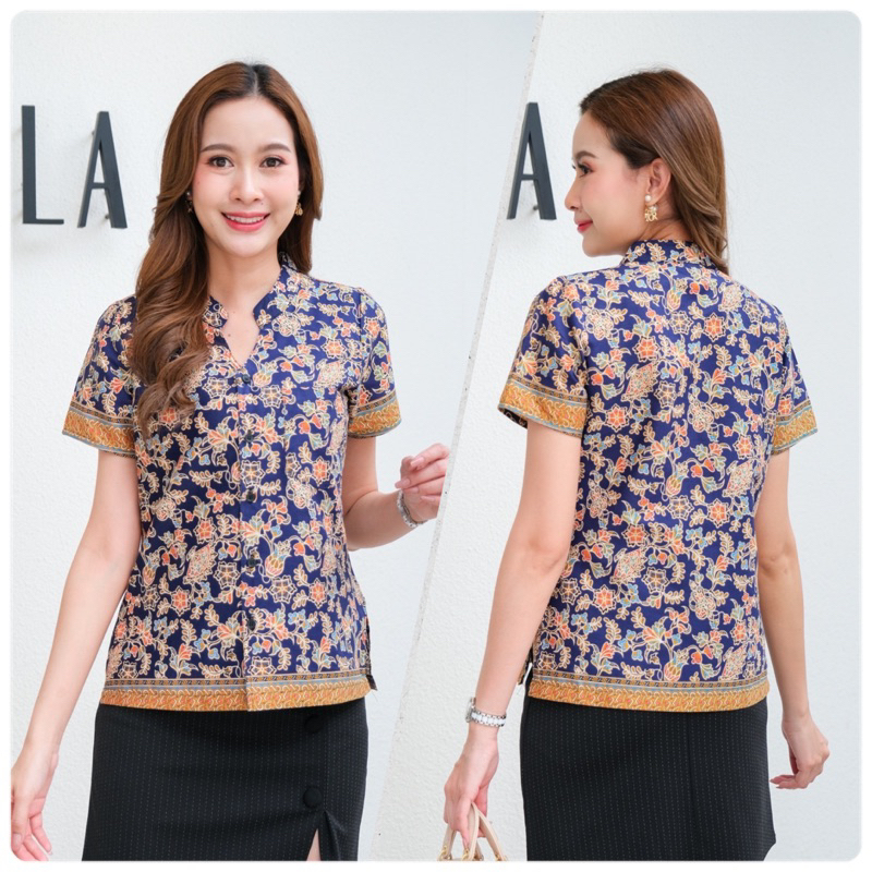 เสื้อคอจีนปาเต๊ะลายพัด ทรงผู้หญิง สวย หวาน ราคา ถูกที่สุด ดีลบีเคเค แกลเลอรีภาพที่ 3