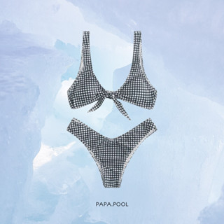 (พร้อมส่งไซส์ S) Gingham bikini บิกินี่ลายตารางสีขาวดำ