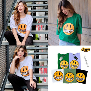 🌟STF_SHOP🌟เสื้อยืด แขนสั้น คอกลม งานคอป้าย  ผ้าคอตตอน สกรีนลาย Smile 😊อก44 ยาว29