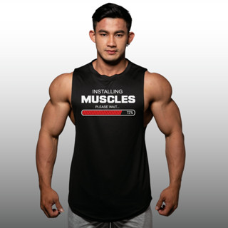 INSTALLING MUSCLE เสื้อแขนกุดเว้าแขนกว้าง Drop Arm Sleeveless Muscle Shirt