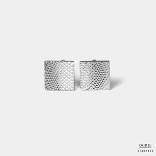 Silver Graphic Squares Cufflinks - กระดุมข้อมือสี่เหลี่ยมกราฟิก