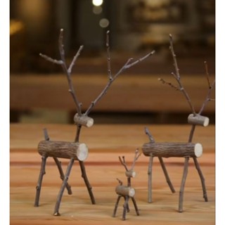 กวางไม้Ornamental deer family craft setงานประดิษฐ์์จากไม้diy