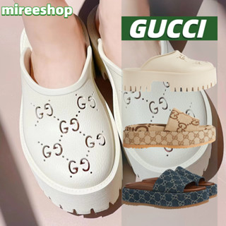 🍒กุชชี่ Gucci รองเท้าแซนเดิล Platform Perforated G Sandal