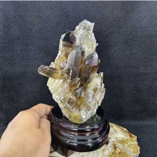 หินก้อนสโมกกี้ซิทริน(Smoky Citrine)หินสโมคกี้ควอตซ์ (Smoky Quartz)สูง 17.5ซม.หน้ากว้าง 6.5ซม.หนา 7.5ซม.น้ำหนัก 988.6 g.