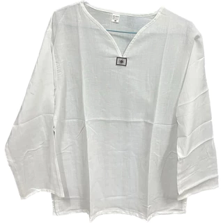 เสื้อพื้นเมือง ผ้าสาลู คอวี แขนยาว หญิงชายใส่ได้